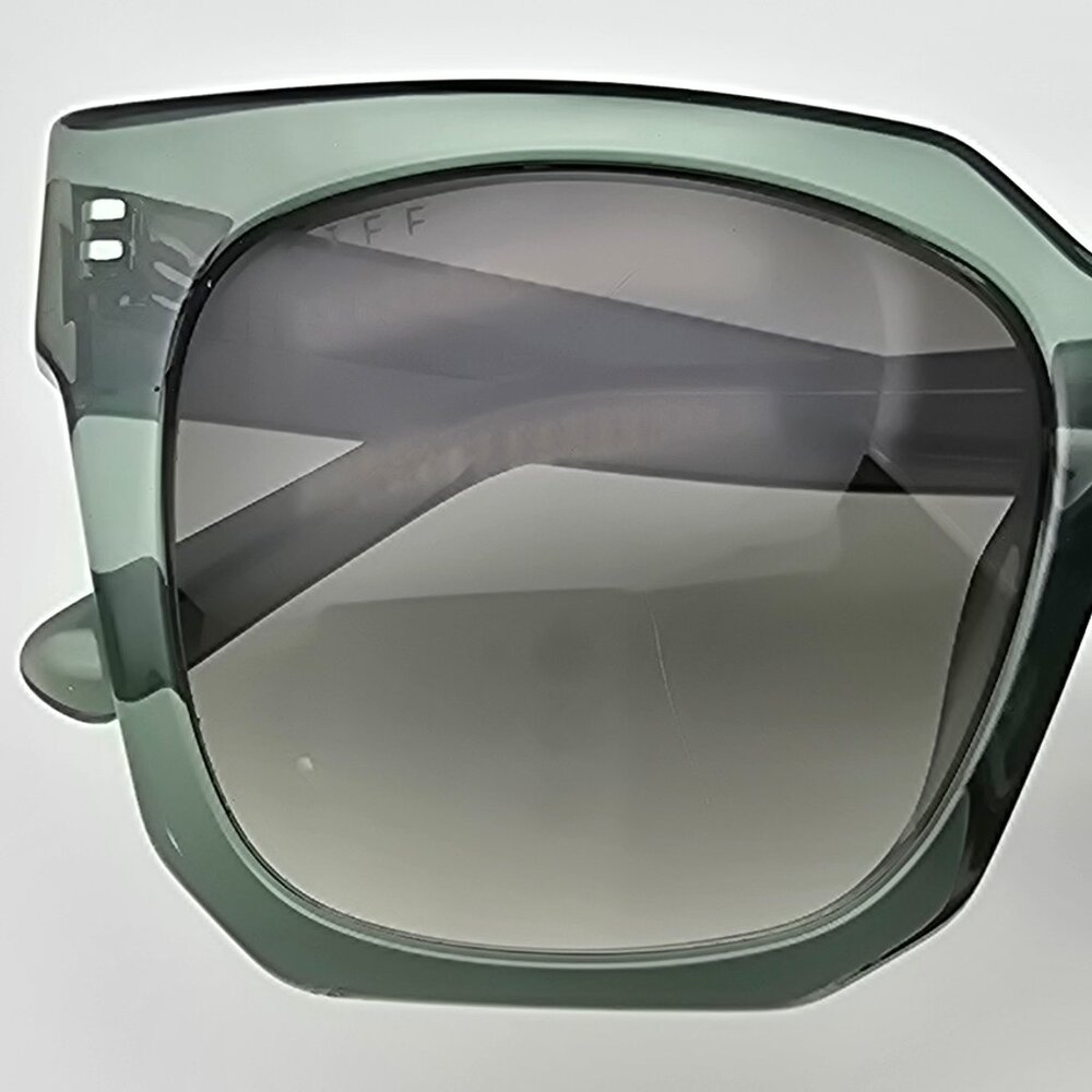 Diff Eyewear Ariana II Crystal Green Frame Green Gradient Lens Sunglasses w Case - Picture 15 of 16